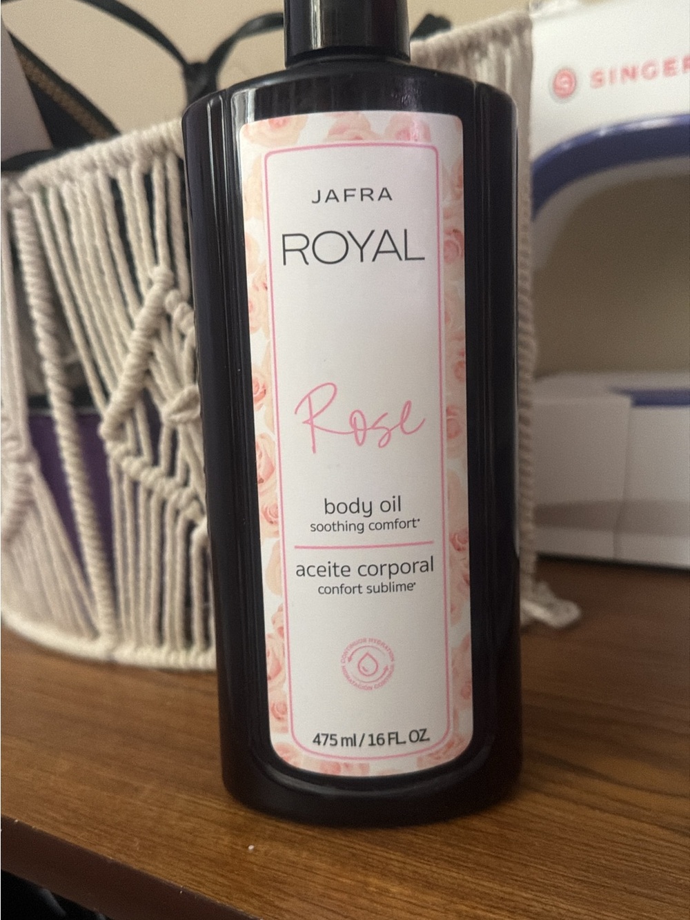 JAFRA Royal Rose Body Oil — Black Bottle with Pink Label